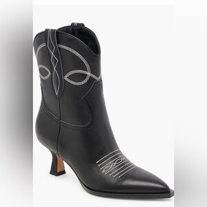 Dolce Vita Angel Pointed Toe Western Boots Women 6.5M Black/White Leather